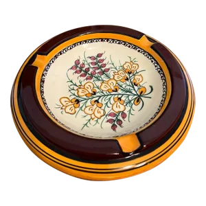 Vintage Signed Floral Ashtray Dish