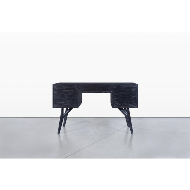 Vintage Black Cerused Desk by Jack Van Der Molen for Jamestown Lounge Co. For Sale - Image 11 of 14