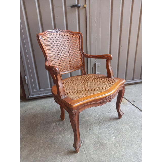 Vintage Baroque Style Armchair in Hand-Woven Vienna Straw, 1950s For Sale - Image 6 of 9