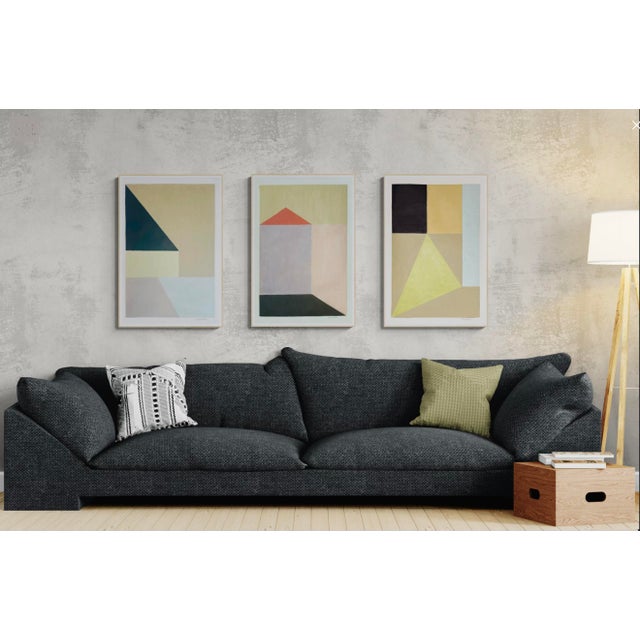 Mid-Century Modern Mixed Media Geometric With Red and Lavender For Sale - Image 3 of 5