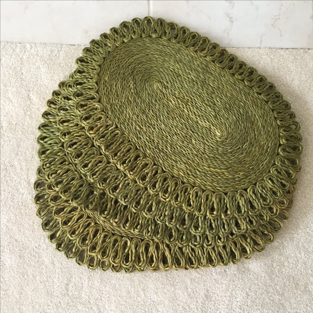 Vintage Retro Avocado Green Woven Placemats S/6 Chairish