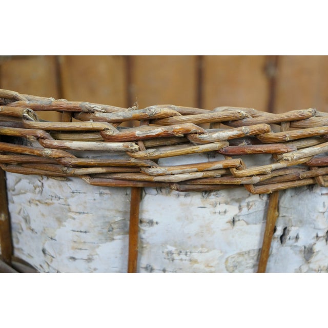 Vintage Woven Bark Country Farmhouse Harvest Gathering Basket 18" For Sale - Image 11 of 11