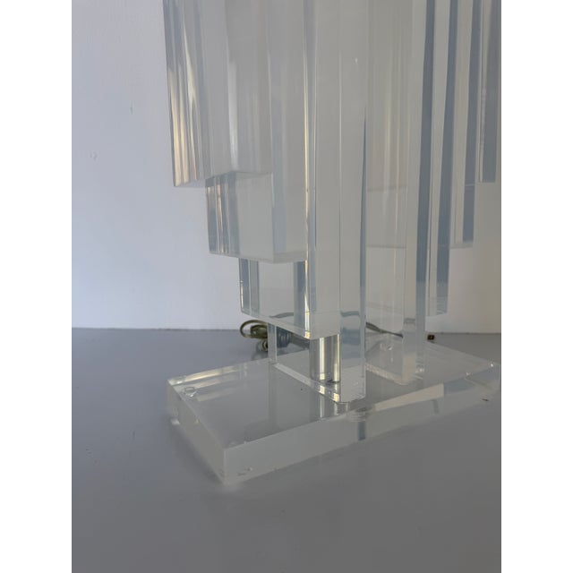 70's Karl Springer - Style Architectural Lucite Table Lamp For Sale - Image 16 of 18