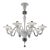Modern Venetian Murano Glass Chandelier in Transparent and White Tones With Silver Leaf For Sale