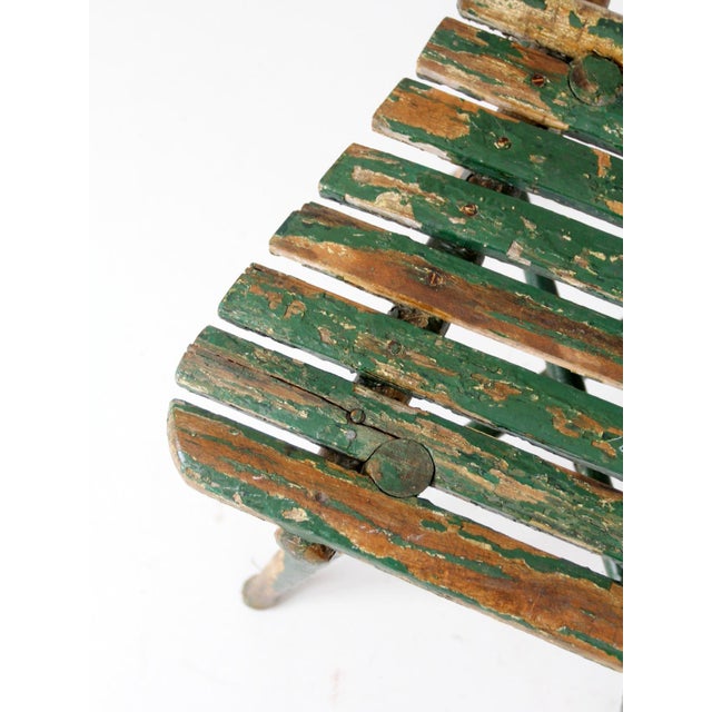 Wood Antique Green Painted Rustic Adirondack Chair For Sale - Image 7 of 17