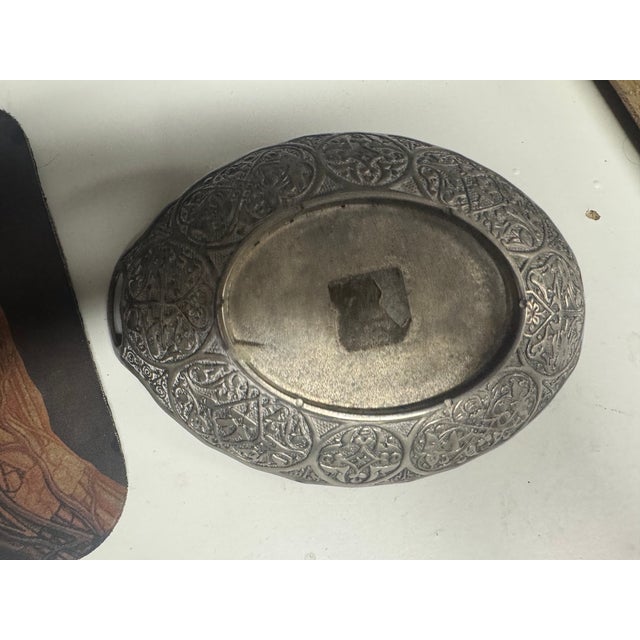 Mid 20th Century Mid 20th Century Mid Century Modern Decorative Oval Metal Dish W/Dual Handles For Sale - Image 5 of 6