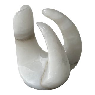 80's L. Larmel White Marble Abstract Sculpture For Sale