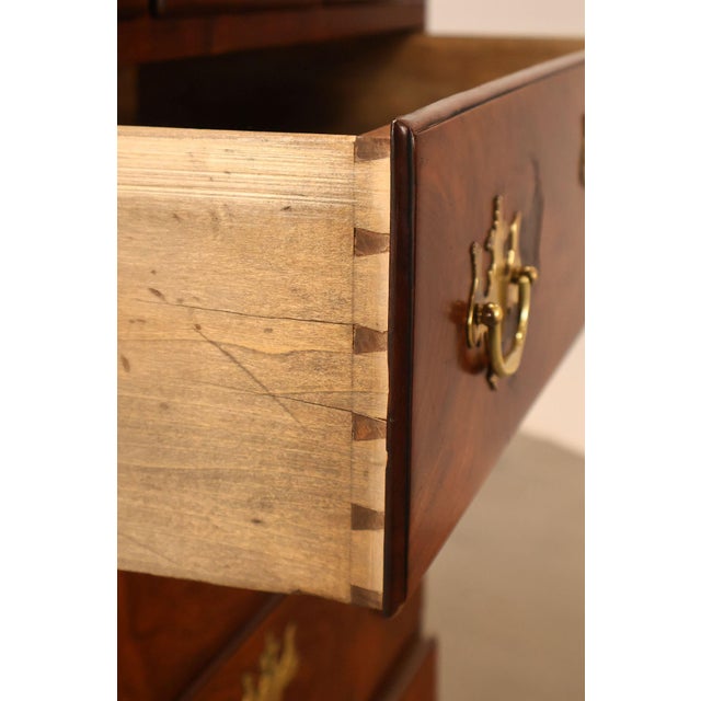 Late 20th Century Chippendale Style Walnut Highboy Chest Of Drawers For Sale - Image 5 of 18