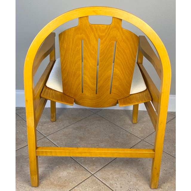 Wood 20th Century French Pair of Modern Vintage Beechwood Armchairs by Baumann France For Sale - Image 7 of 8