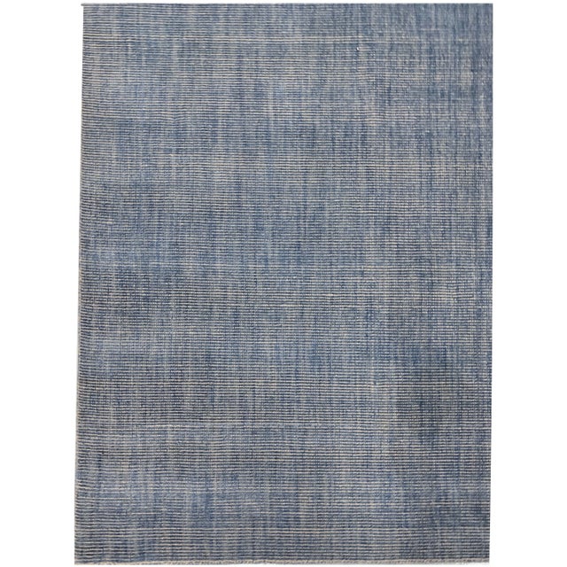 Simplicity Blue Contemporary Handwoven Rug 8ft X 10ft For Sale In New York - Image 6 of 12