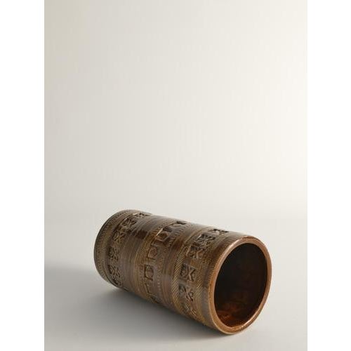 Mid-Century Modern Brown Stoneware Vase by Aldo Londi for Bitossi, Italy, 1960s For Sale - Image 10 of 11