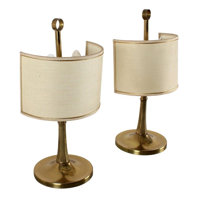 Mid-Century Brass Bedside Lamps, Italy, 1970s, Set of 2 For Sale