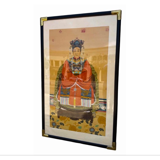 Asian Antique Qing Dynasty Chinese Ancestor Life Size Female Portrait Painting For Sale - Image 3 of 3