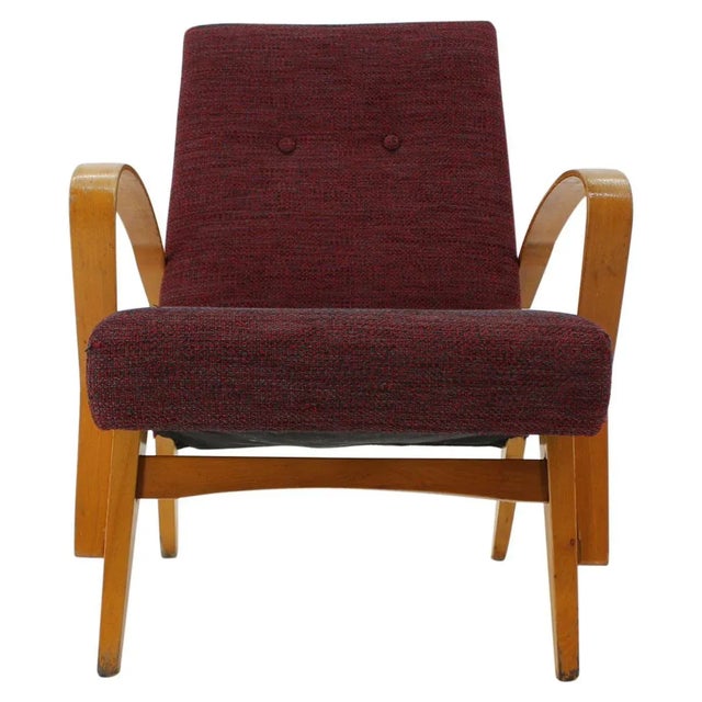 Textile Mid-Century Armchair, Czechoslovakia, 1960s For Sale - Image 7 of 7