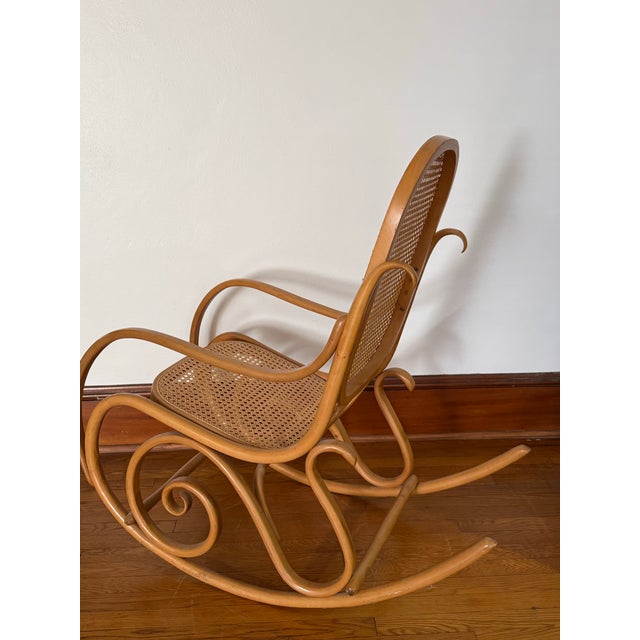Vintage Thonet Style Bentwood and Cane Rocking Chair For Sale - Image 10 of 11