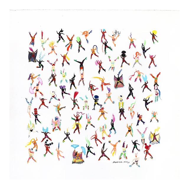 Showgirls Are Forever - Original Contemporary Figurative Mixed Media Painting on Paper by Marisa Mu For Sale