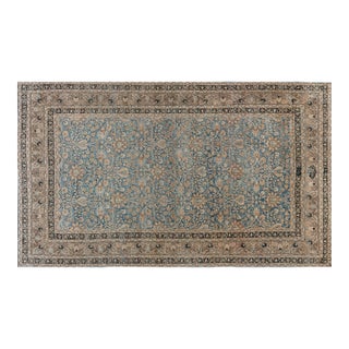 Authentic 1900s Persian Meshad Blue Handmade Wool Carpet For Sale