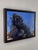 Contemporary Pensive Moment by Calvin Lai | Oil on canvas and wood panel Gorilla in profile against a blue background For Sale - Image 3 of 3