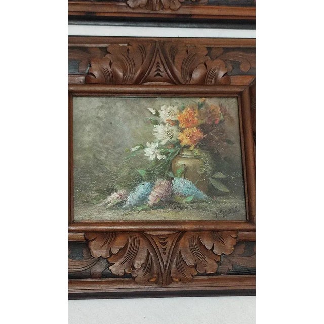 Mid-Century Modern Paintings, Spain, 1950s, Oil on Cardboard, Framed, Set of 2 For Sale - Image 3 of 16