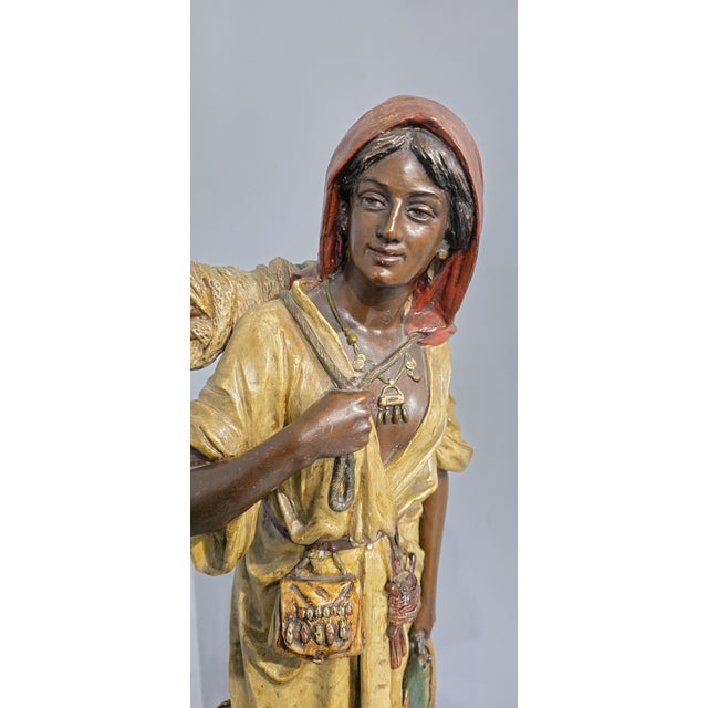 Terracotta Fisher Girl attributed to Bernard Bloch, 1880s For Sale - Image 3 of 9