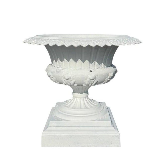Neoclassical Antique Classical Cast Iron Garden Urn C1900 For Sale - Image 3 of 9