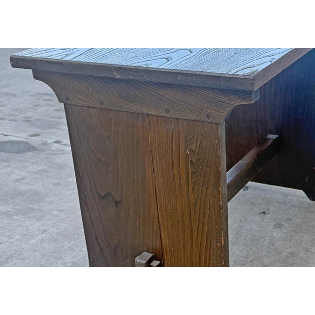 Early L & Jg Stickley Attributed Trestle Tabke Unsigned For Sale - Image 9 of 9