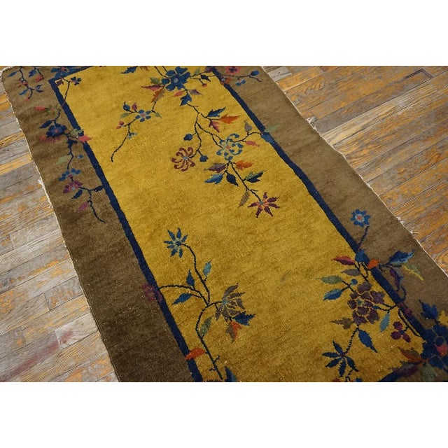 Gold 1920s Gold Floral Vase Floral Antique Chinese Art Deco Rug 3' X 5' 10'' Knottted Wool Carpet For Sale - Image 8 of 12