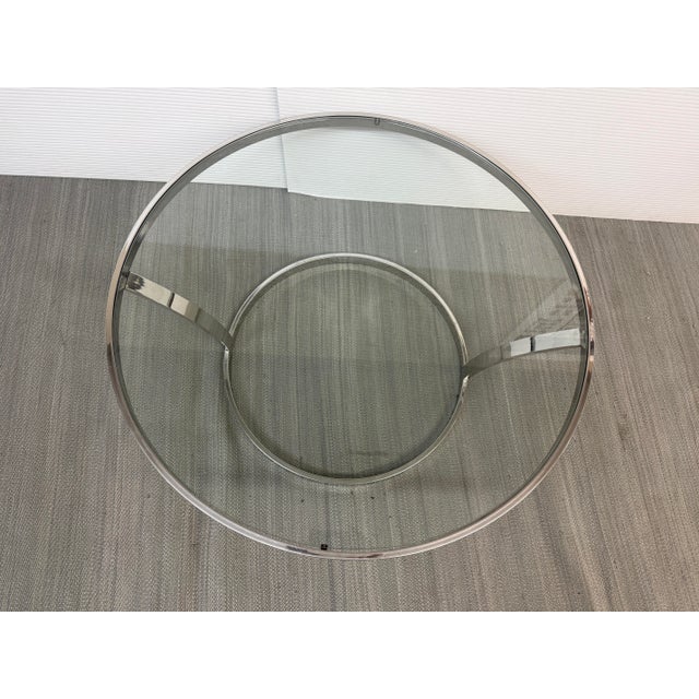 Chrome + Glass Coffee Table, 37 Inches For Sale In San Francisco - Image 6 of 12