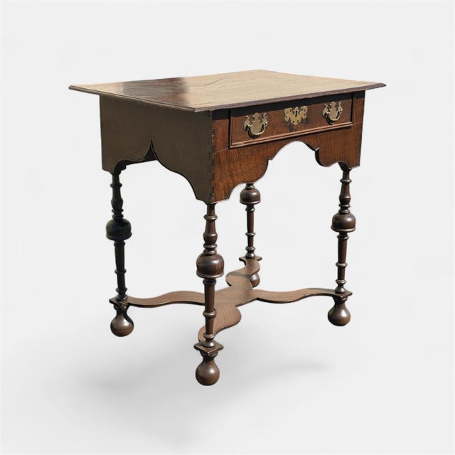 Fine Original William and Mary Oak X Stretcher Side Table For Sale - Image 4 of 9