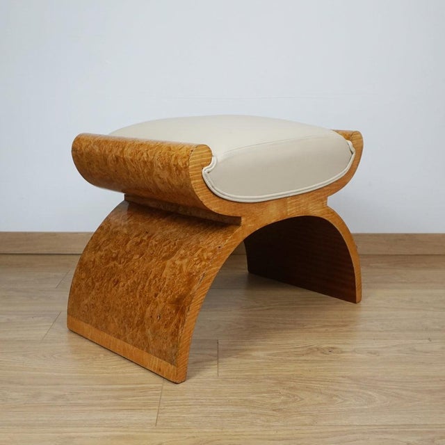 Art Deco X-Frame Stool in Burr Walnut and Satin Birch, 1930s For Sale - Image 6 of 6