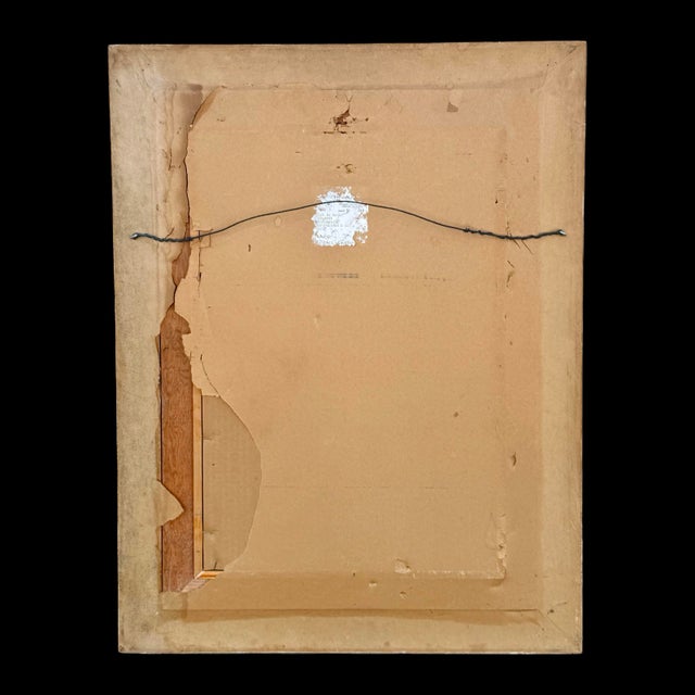 Gold Early 20th Century Henri De Kruif Antique Watercolor Portrait of Woman With Flowers W/ Ornate Gold Frame For Sale - Image 8 of 8