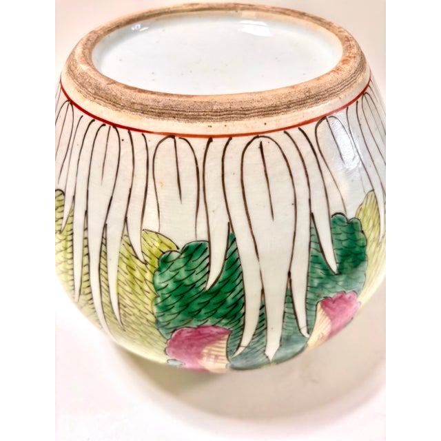 Antique Chinese Famille Verte Bok Choy Cabbage Leaf Butterfly Dragonfly Melon Jar Vase For Sale - Image 9 of 12