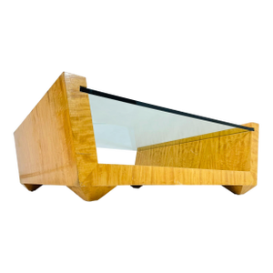 Vintage Edward Nieto "The SoBe" Collection Coffee Table, Glass & Blonde Wood
