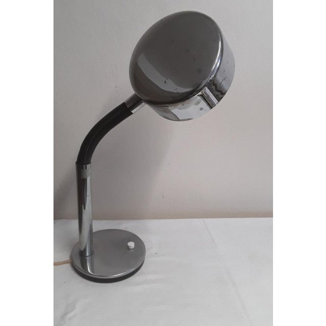 Adjustable Vintage Desk Lamp with a Chrome-Plated Metal Frame and Plastic-Coated Gooseneck, 1970s For Sale - Image 4 of 7
