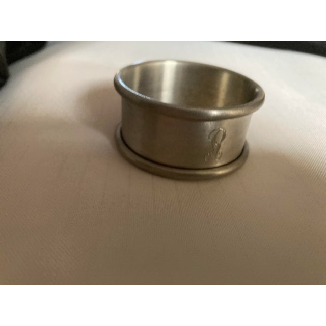 Metal Vintage Stainless Monogram "R" Napkin Rings S/8 For Sale - Image 7 of 8