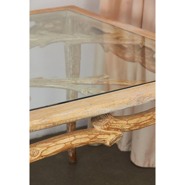 Vintage Wooden Dining Table with Brutalist Glass Top, 1970s For Sale - Image 10 of 13