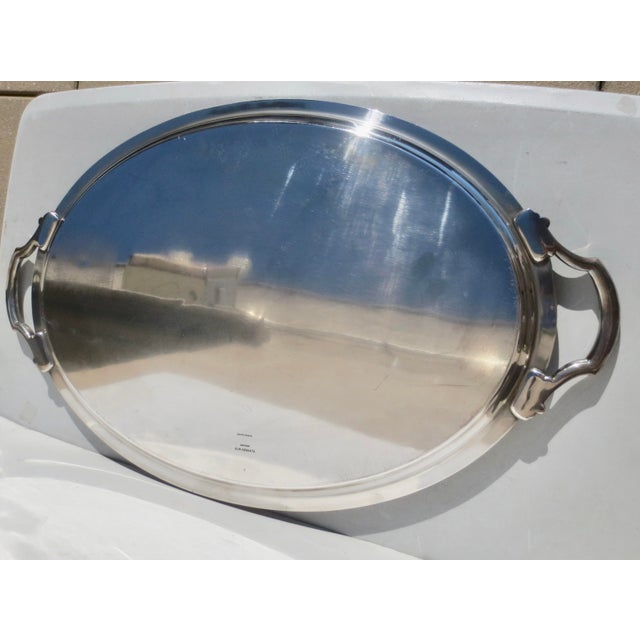 Tiffany and Co. Late 20th Century Tiffany & Co. Large Silver Plated Two-Handle Serving Tray For Sale - Image 4 of 9