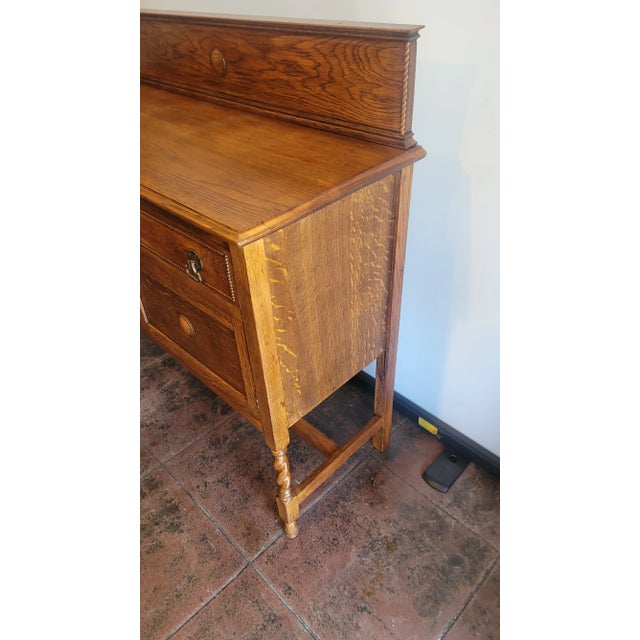 Late 19th Century 1890s Antique Jacobean Barley Twist English Oak Sideboard For Sale - Image 5 of 10