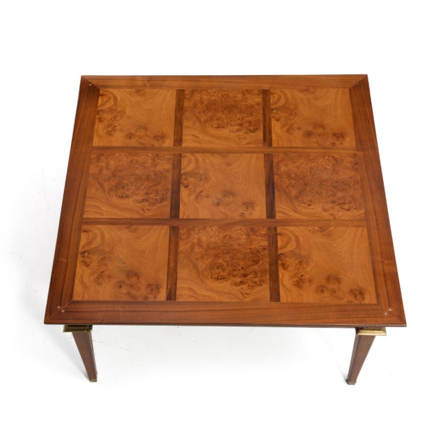 Brown Mastercraft Mid Century Burl Brass Coffee End Side Table Unmarked For Sale - Image 8 of 16