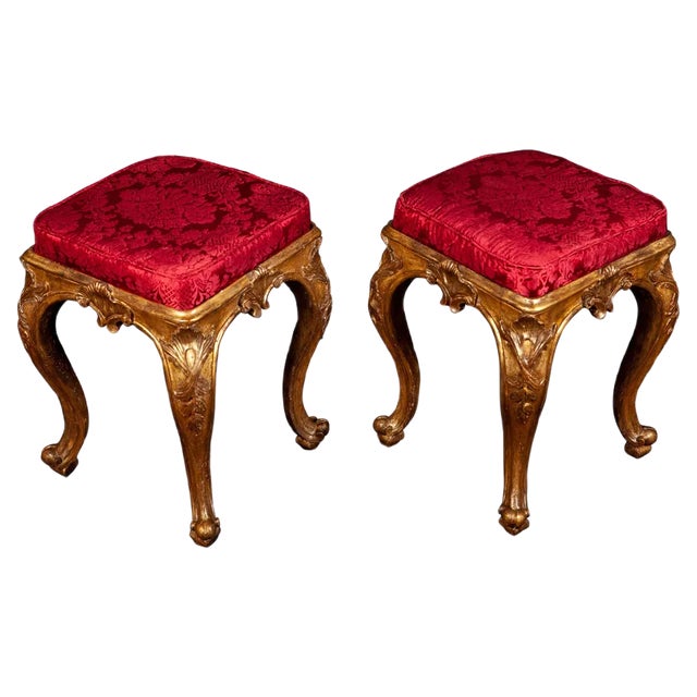 Italian 18th-Century Giltwood Stool, 1750 For Sale