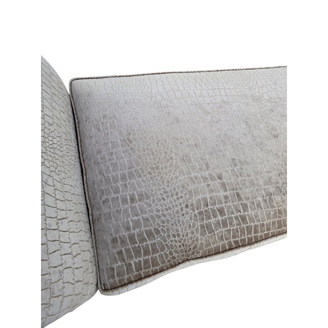 Textile Vintage Oversized Window Bench Settee Alligator Print Paw Feet Attributed to Ralph Lauren For Sale - Image 7 of 18