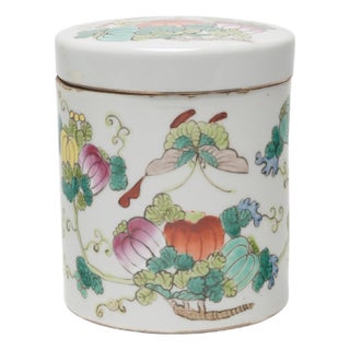 Chinese Famille Rose Butterfly & Gourd Container, C. 1920 For Sale
