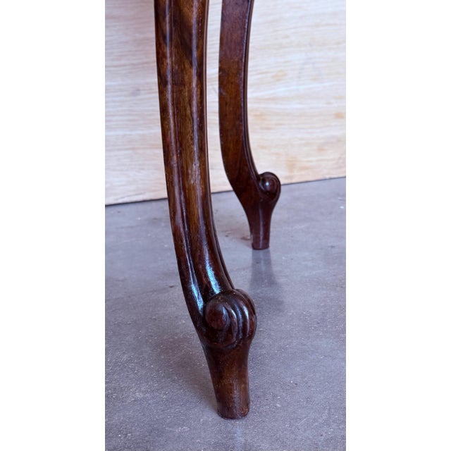 Antique French Walnut Night Stands with marble top and crest, 1900, A Pair For Sale - Image 14 of 18