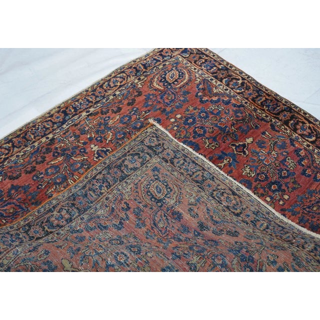 Red Antique Sarouk Rug 3'8'' x 4'1'' For Sale - Image 8 of 8