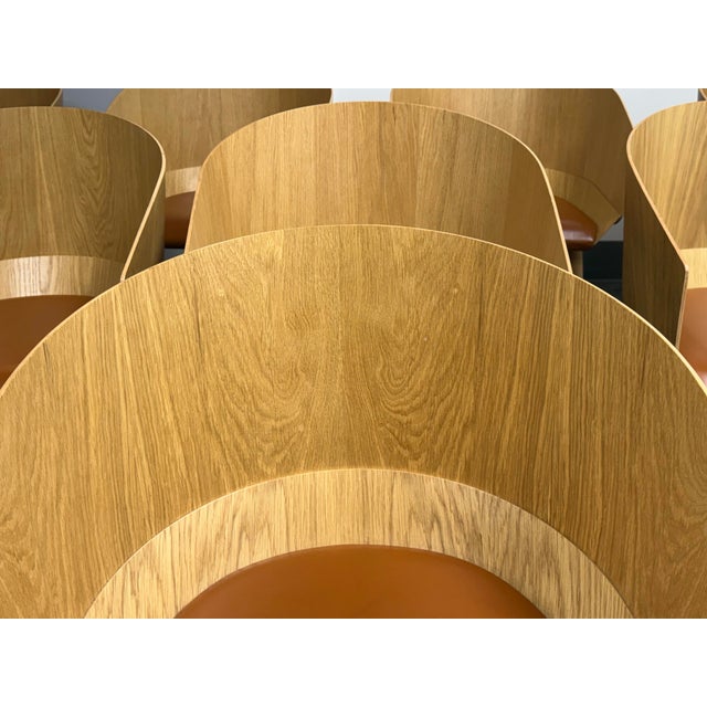 Stefan Diez for E15 Ch04 Houdini Oak + Leather Armchairs, Set of Six For Sale In San Francisco - Image 6 of 12