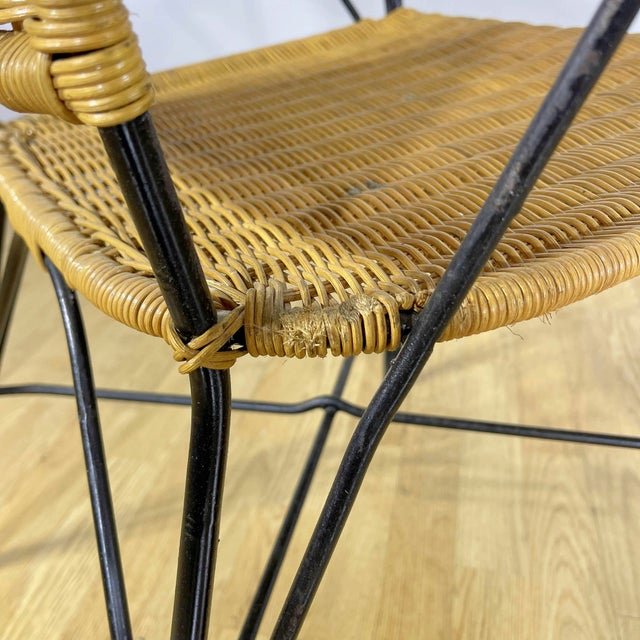 Garden Chairs in Wrought Iron and Woven Wicker, 1970s, Set of 4 For Sale - Image 17 of 18