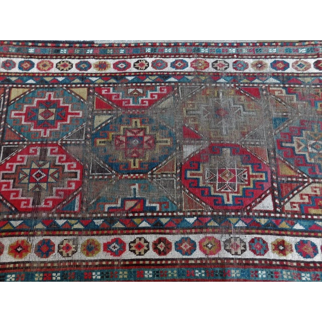 Brown Distressed Antique Caucasian Rug. 3'4"x 7'10'" For Sale - Image 8 of 13