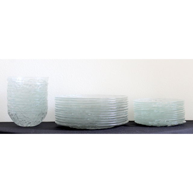 A beautiful and substantial 35-piece vintage pressed-glass dinnerware service by KIG (Kaca Indonesia Glass), Indonesia,...