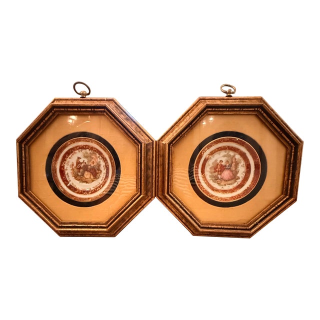 Limoges Fragonard Octagonal Framed Plates For Sale