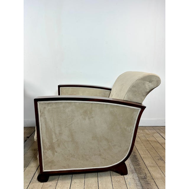 Beige Art Deco Armchairs in Rosewood and Suede, 1920, Set of 2 For Sale - Image 8 of 14